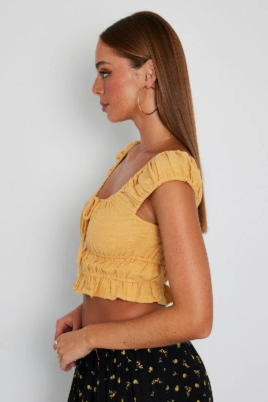 Yellow Crop Top Short Sleeve