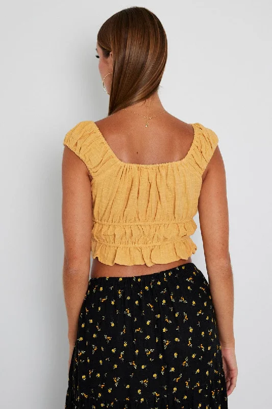 Yellow Crop Top Short Sleeve