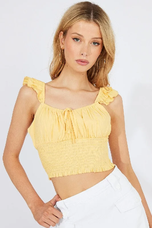 Yellow Crop Top Sleeveless