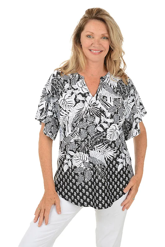 Pattern Play Tropical Puff Print Top