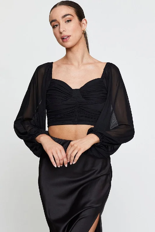 Black Crop Top Long Sleeve