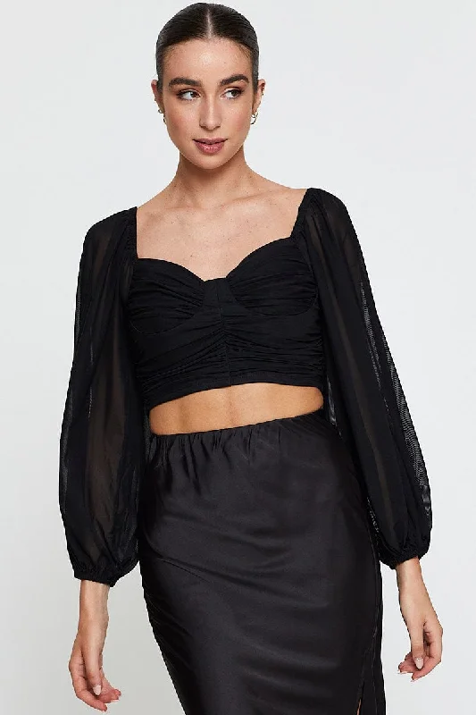 Black Crop Top Long Sleeve