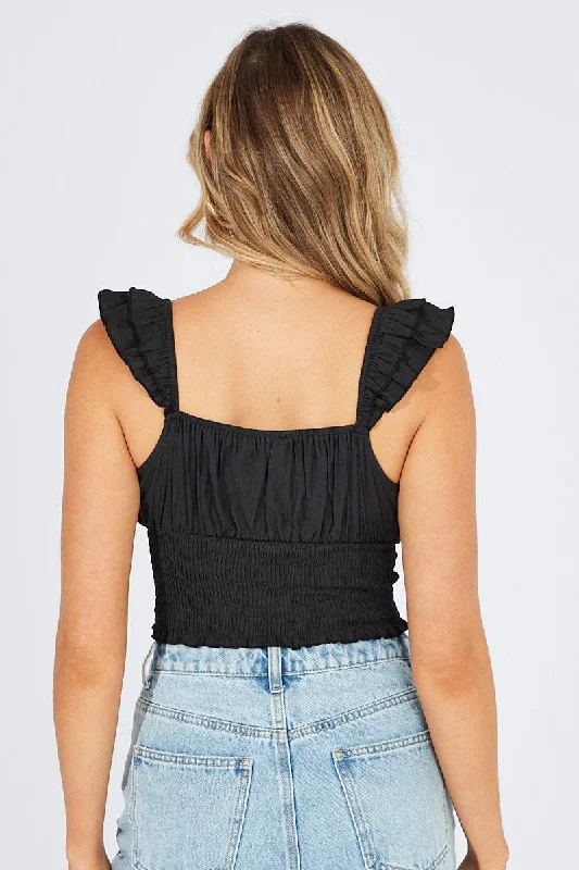 Black Crop Top Sleeveless