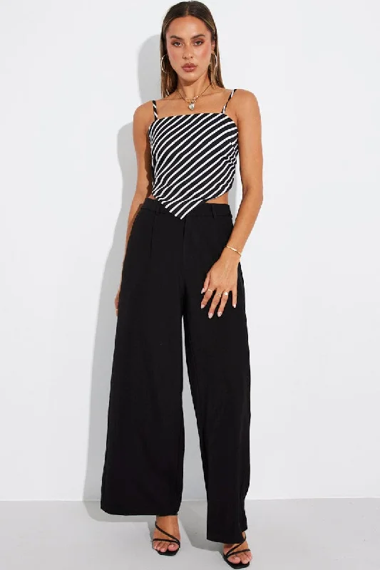 Black Stripe Scarf Cami Top Singlet