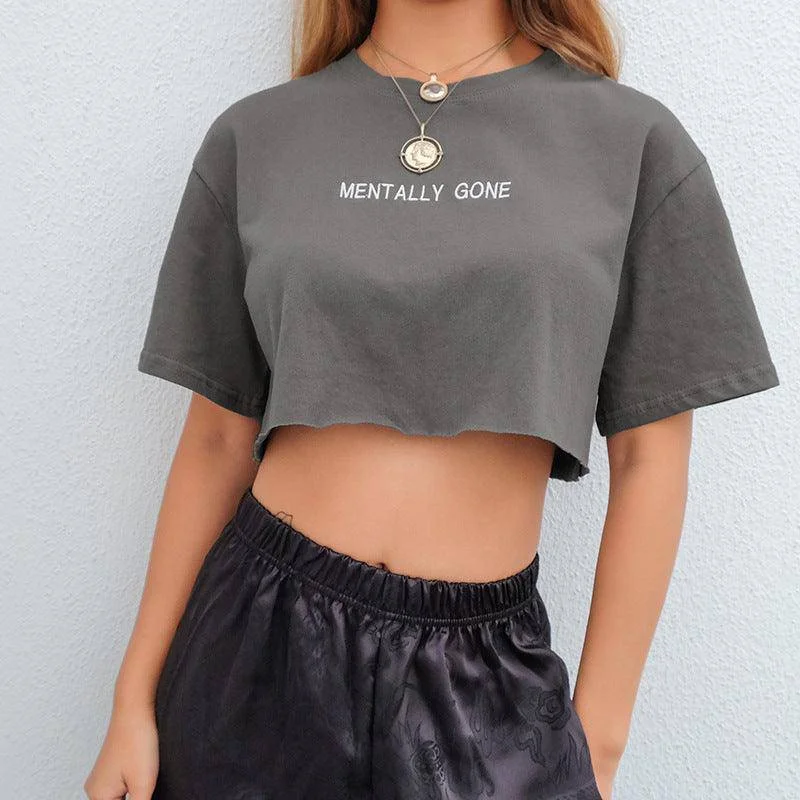 MegaBetty - Maeve Solid Short Sleeves Crop Top