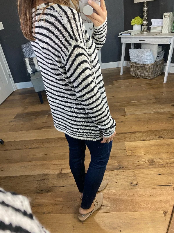 Draw The Line Striped V-Neck Loose Knit Sweater- Multiple Options