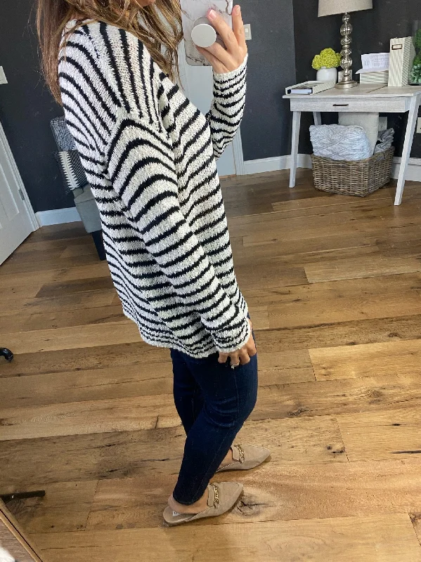 Draw The Line Striped V-Neck Loose Knit Sweater- Multiple Options