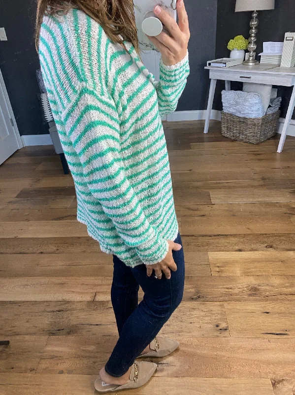 Draw The Line Striped V-Neck Loose Knit Sweater- Multiple Options