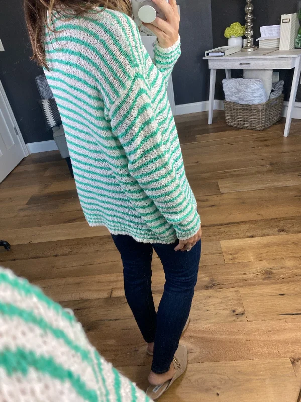 Draw The Line Striped V-Neck Loose Knit Sweater- Multiple Options