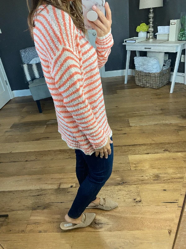 Draw The Line Striped V-Neck Loose Knit Sweater- Multiple Options