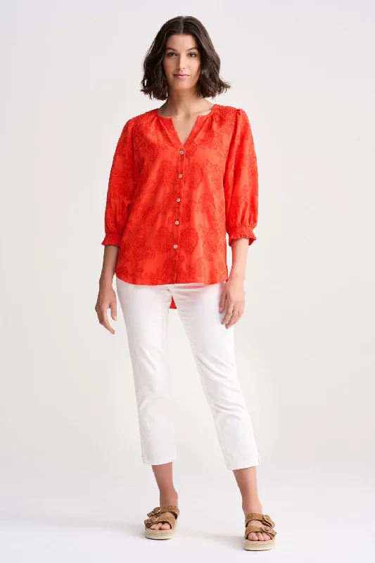 Jacquard Smocked Blouse