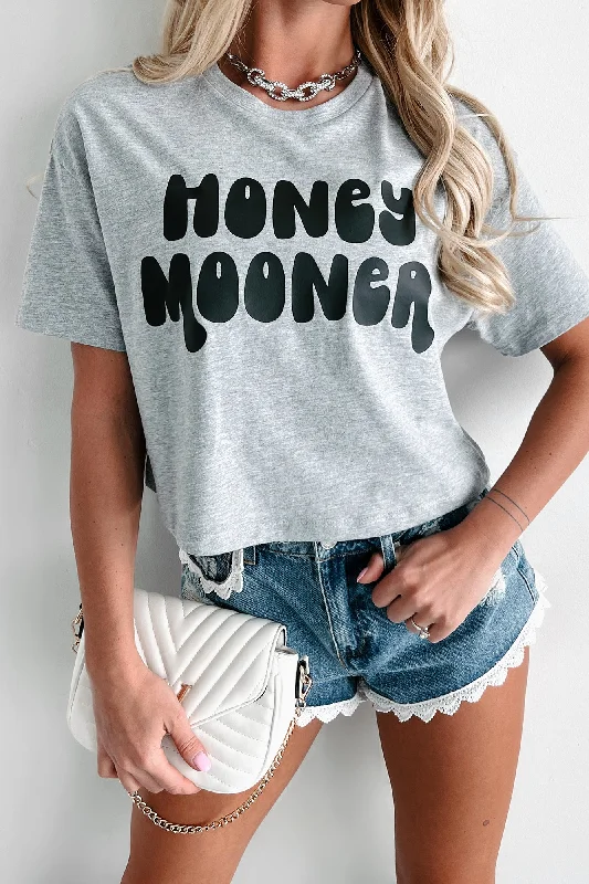 ""Honeymooner"" Graphic Crop Tee (Athletic Heather) - Print On Demand