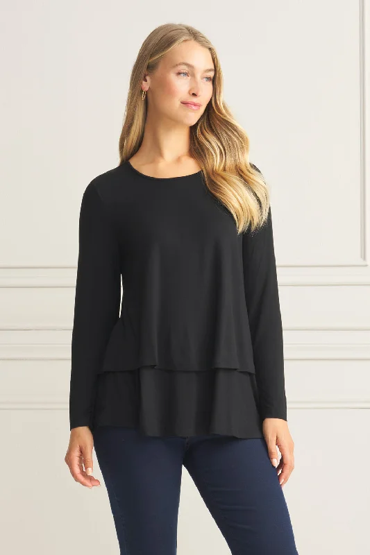 Long Sleeve Layered Tee - Black