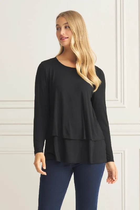 Long Sleeve Layered Tee - Black