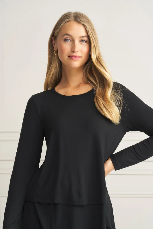 Long Sleeve Layered Tee - Black