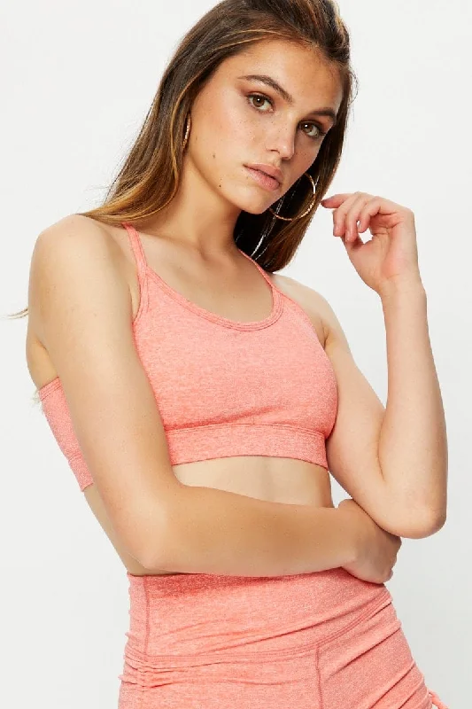 Orange Active Cross Back Sports Bra