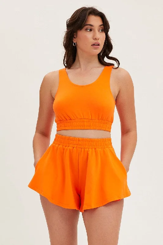 Orange Crop Top Loungewear Set