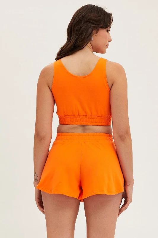 Orange Crop Top Loungewear Set