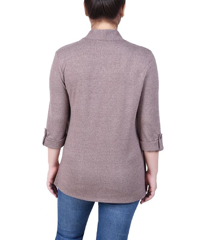 Petite 3/4 Sleeve Two In One Top