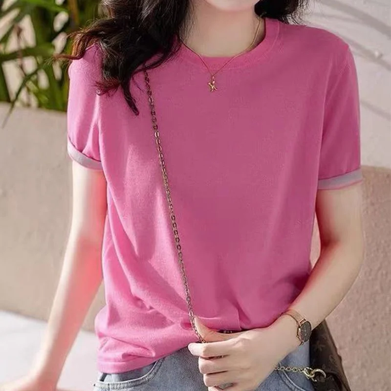 Pink Shift Plain Short Sleeve Shirts & Tops