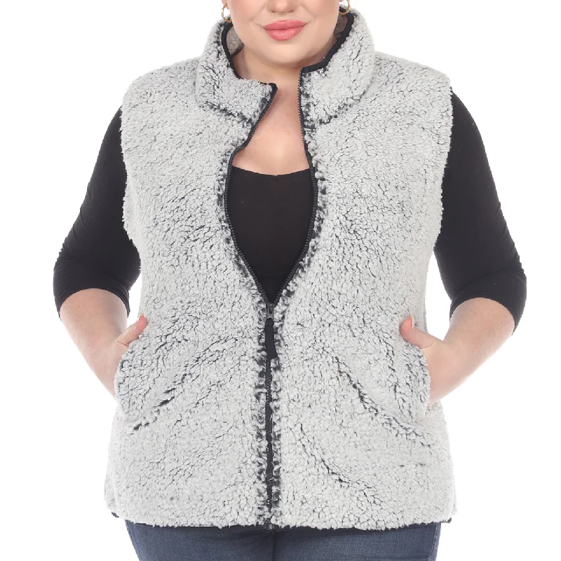 Plus Size Zip Up Sherpa vest