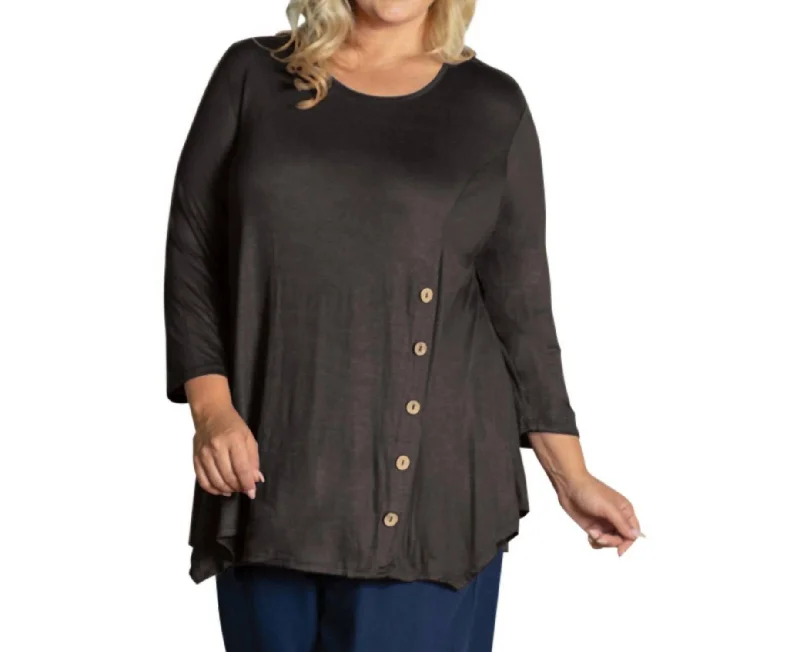 Tamsin 3/4 Sleeve Top - Plus In Black