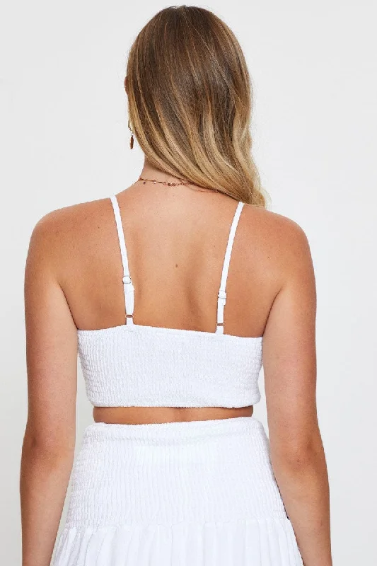 White Cami Top Sleeveless Crop