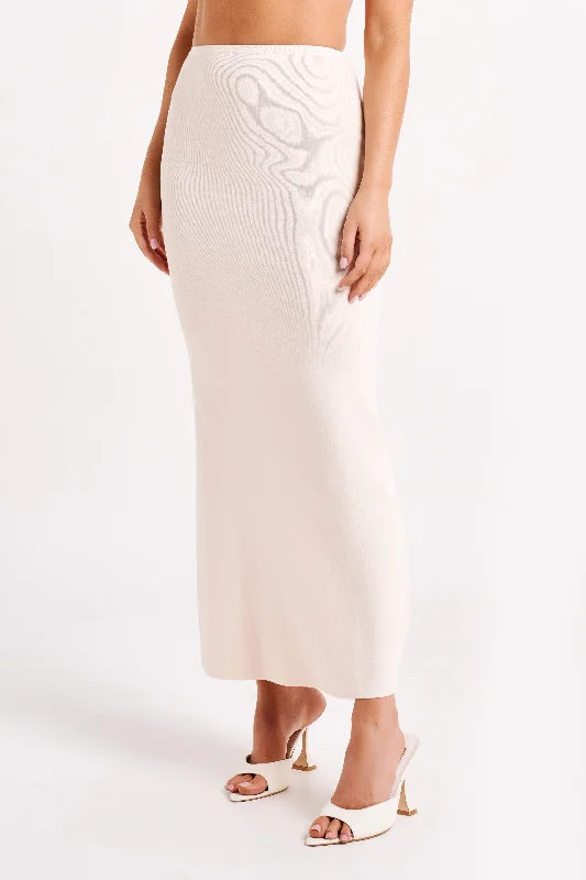 Avani Mid Rise Knit Maxi Skirt - Ivory