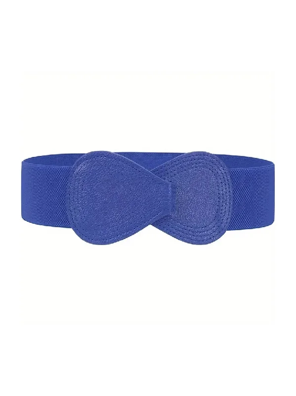 Bow Shaped Elastic Plus Size Belt in Blue