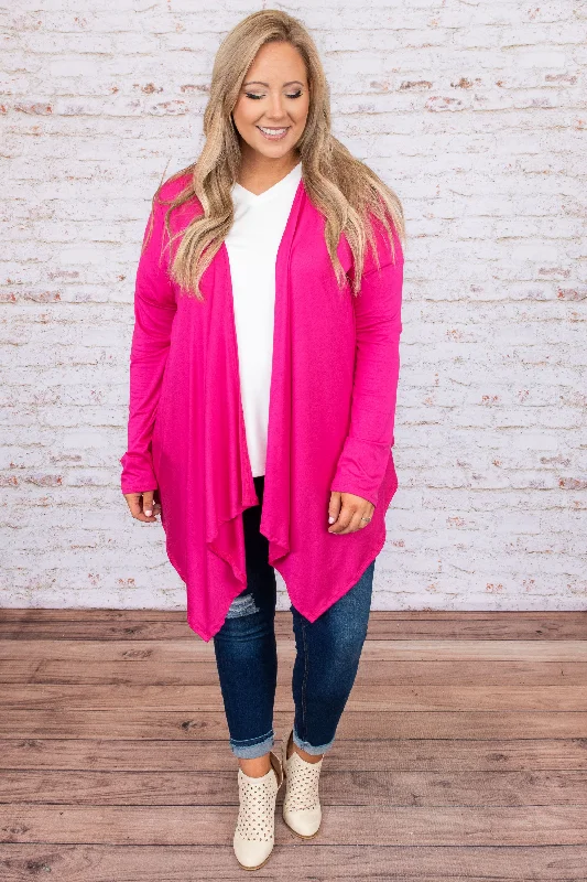 Flirting With Brunch Cardigan, Fuchsia