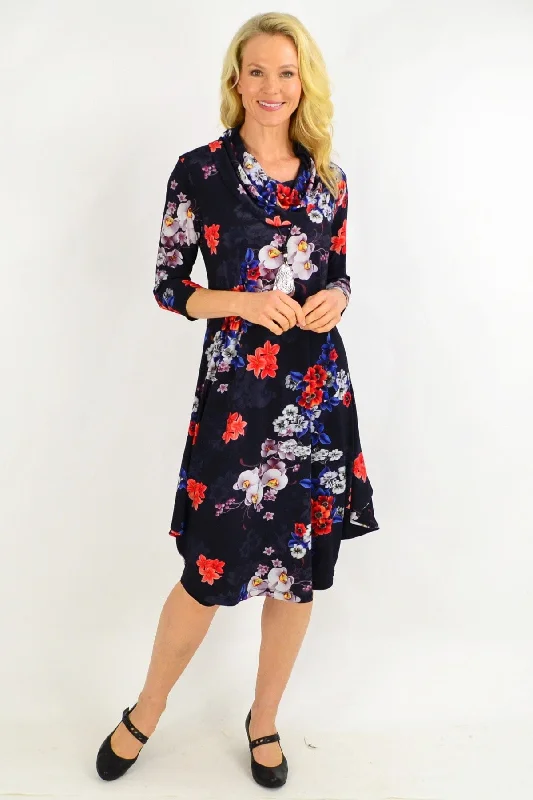 Floral Cowl Neck Tunic Dress by Cordelia St