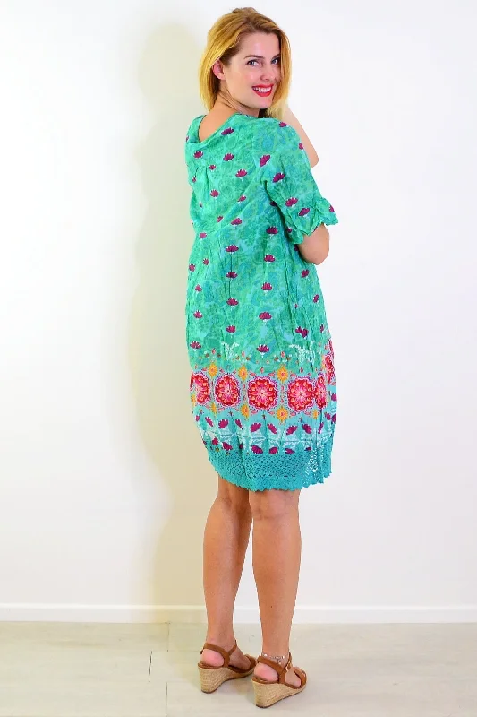 Green Floral Hannah Boho Tunic Dress