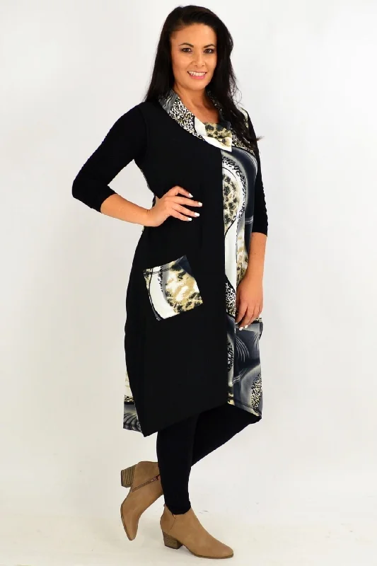 Grey Leopard Print Sleeveless Tunic Dress