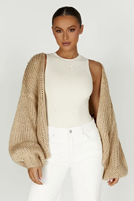 Irina Chunky Knit Cardigan - Taupe