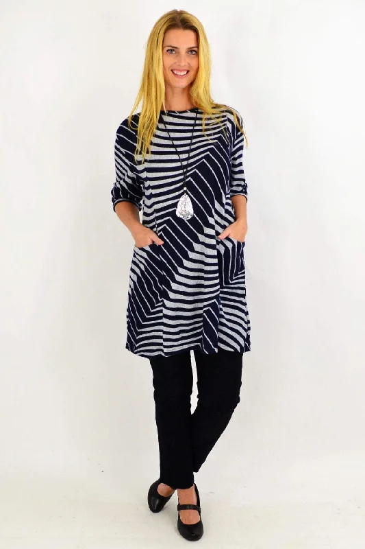 Navy Lucille Line Winter Tunic Top