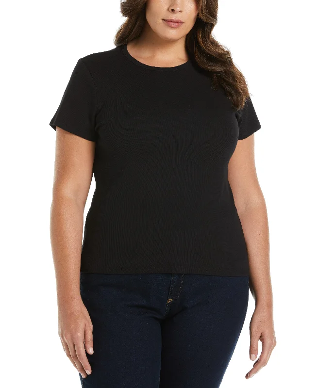 Plus Size Ribbed Crew Neck Tee