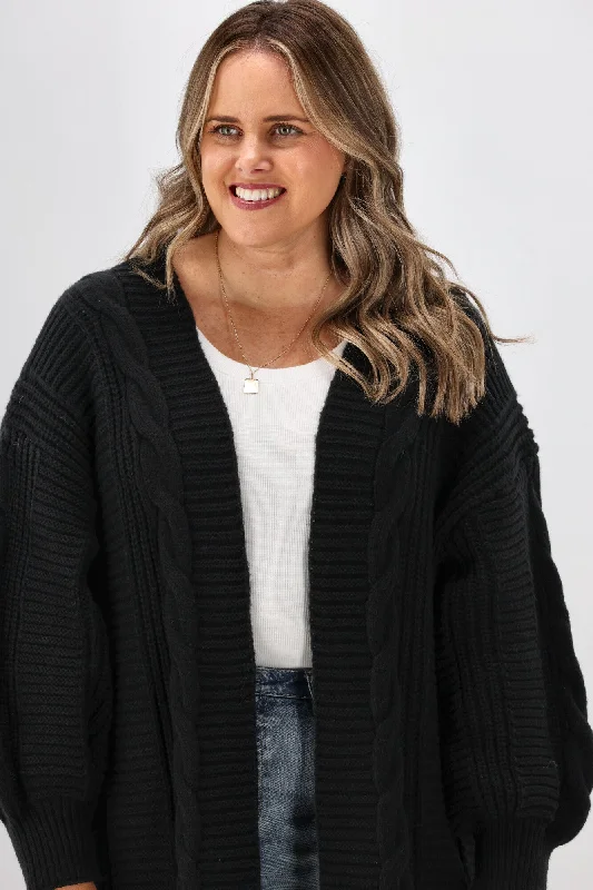 Sass Belinda Chunky Cable Cardi Black