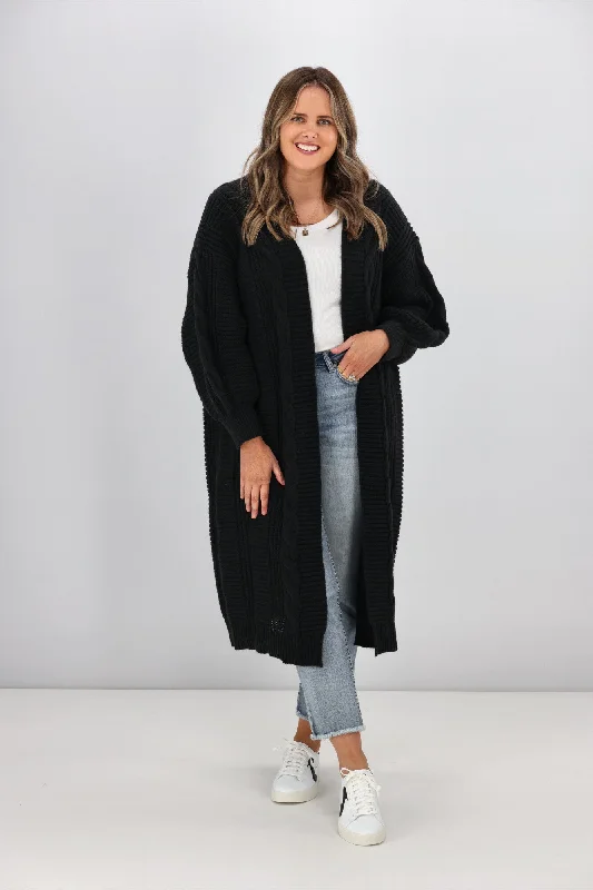 Sass Belinda Chunky Cable Cardi Black