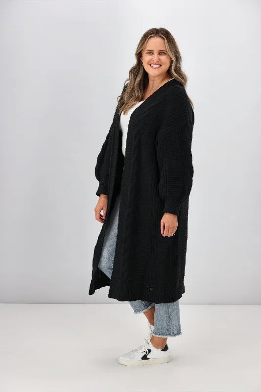 Sass Belinda Chunky Cable Cardi Black