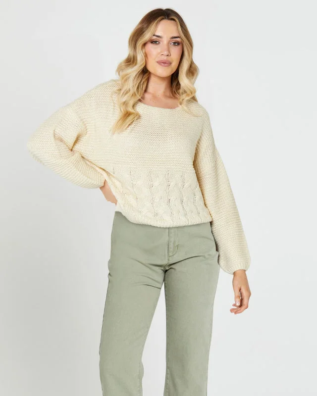 Sass Erin Cable Knit Jumper Cream