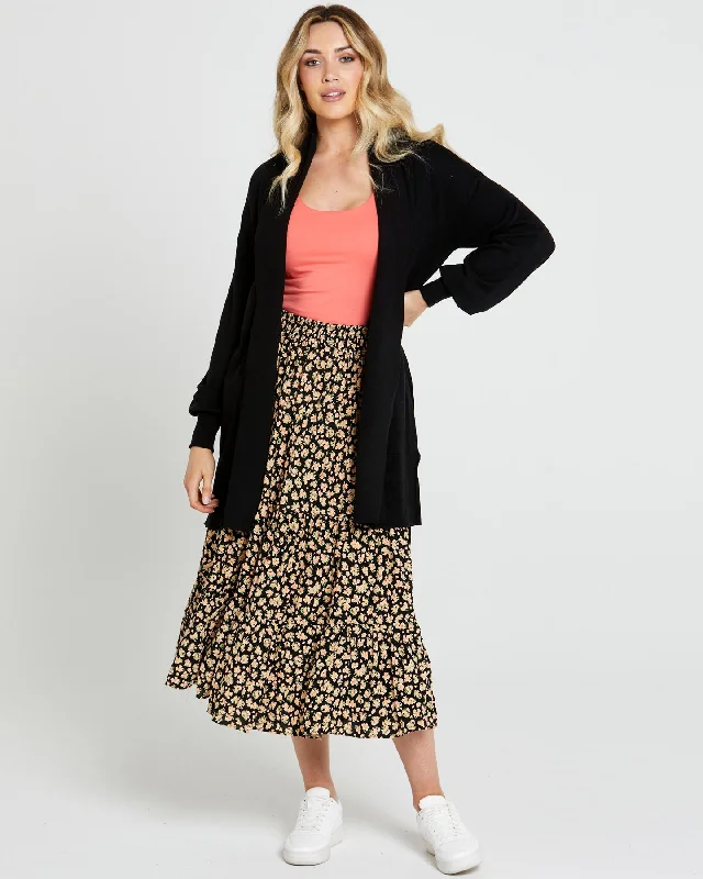 Sass Tabatha Knit Belted Midi Cardi Black