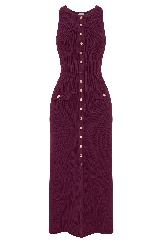 Sawyer Sleeveless Buttoned Maxi Dress - Plum