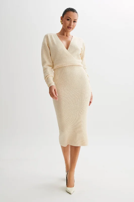 Shannon Knit Maxi Dress - Cream Marle