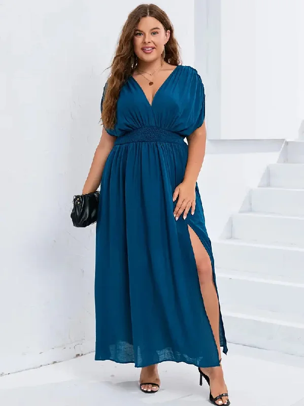 Sonia Plus Size Chiffon Gown in Teal