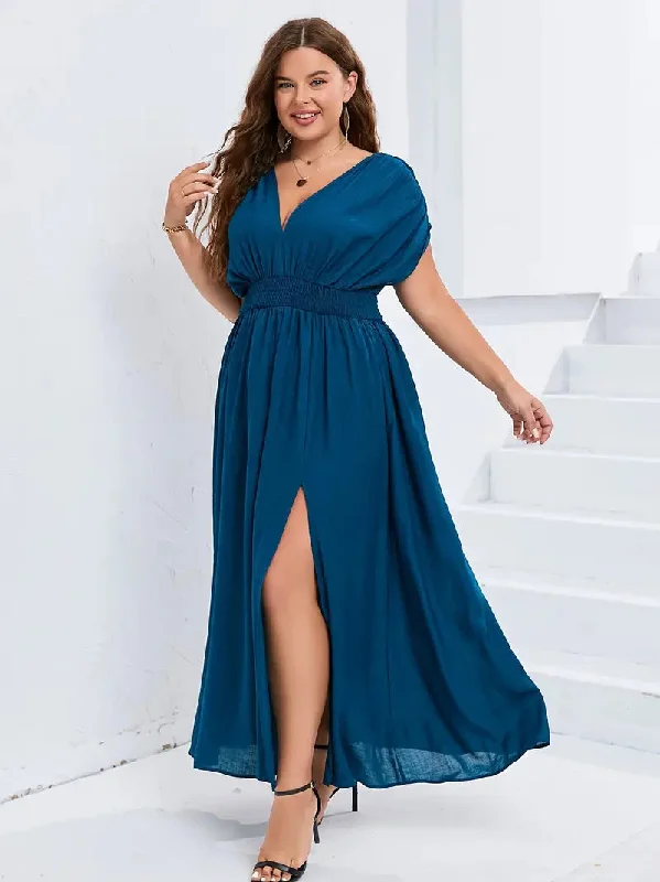 Sonia Plus Size Chiffon Gown in Teal