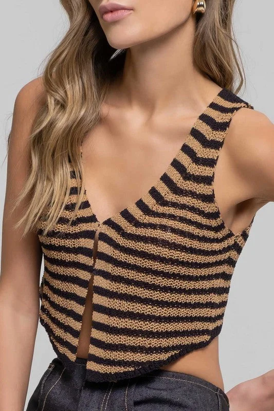 Striped V - Neck Vest