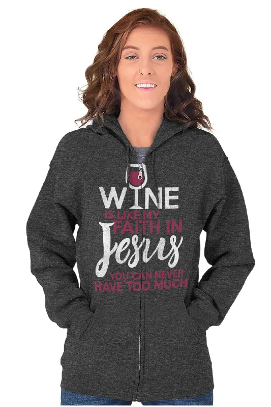 Wine Faith Jesus Zip Hoodie