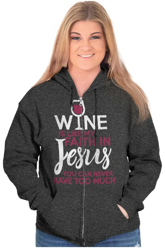 Wine Faith Jesus Zip Hoodie