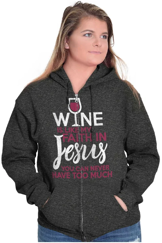 Wine Faith Jesus Zip Hoodie