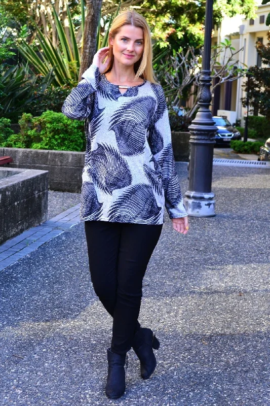 Wings of a Feather Fleece Peep Hole Tunic Top